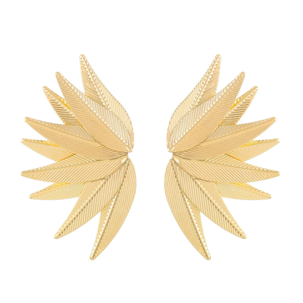 Leaves patch earrings in gold and white colour options with geometric leaf silhouette design