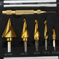 Gold-coloured aluminium box knife with adjustable blade length between 58 and 80 millimetres.