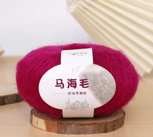 Mohair wool ball for DIY hand-woven scarf kit in one of 34 available colours