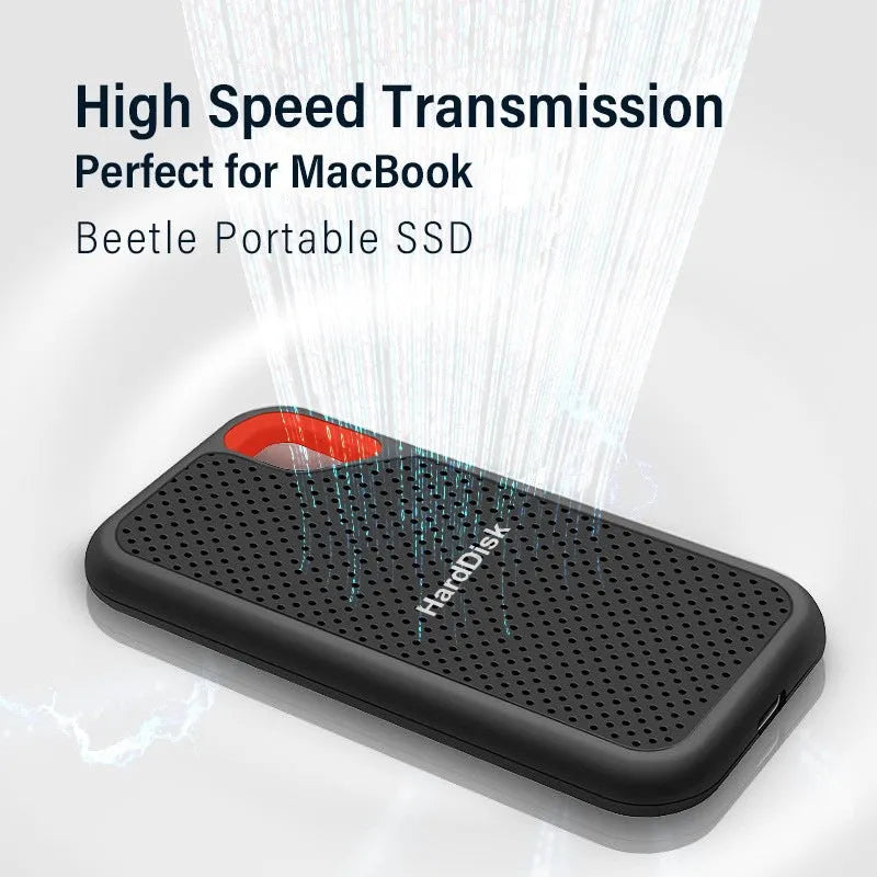 Black mobile SSD external hard drive with Type-C 3.1 interface