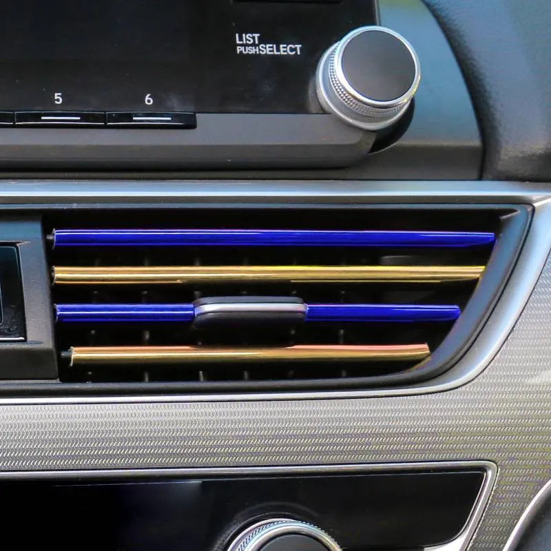 Automobile air outlet decorative strip set of 10 PVC pieces 20cm length car vent trim in multiple colours
