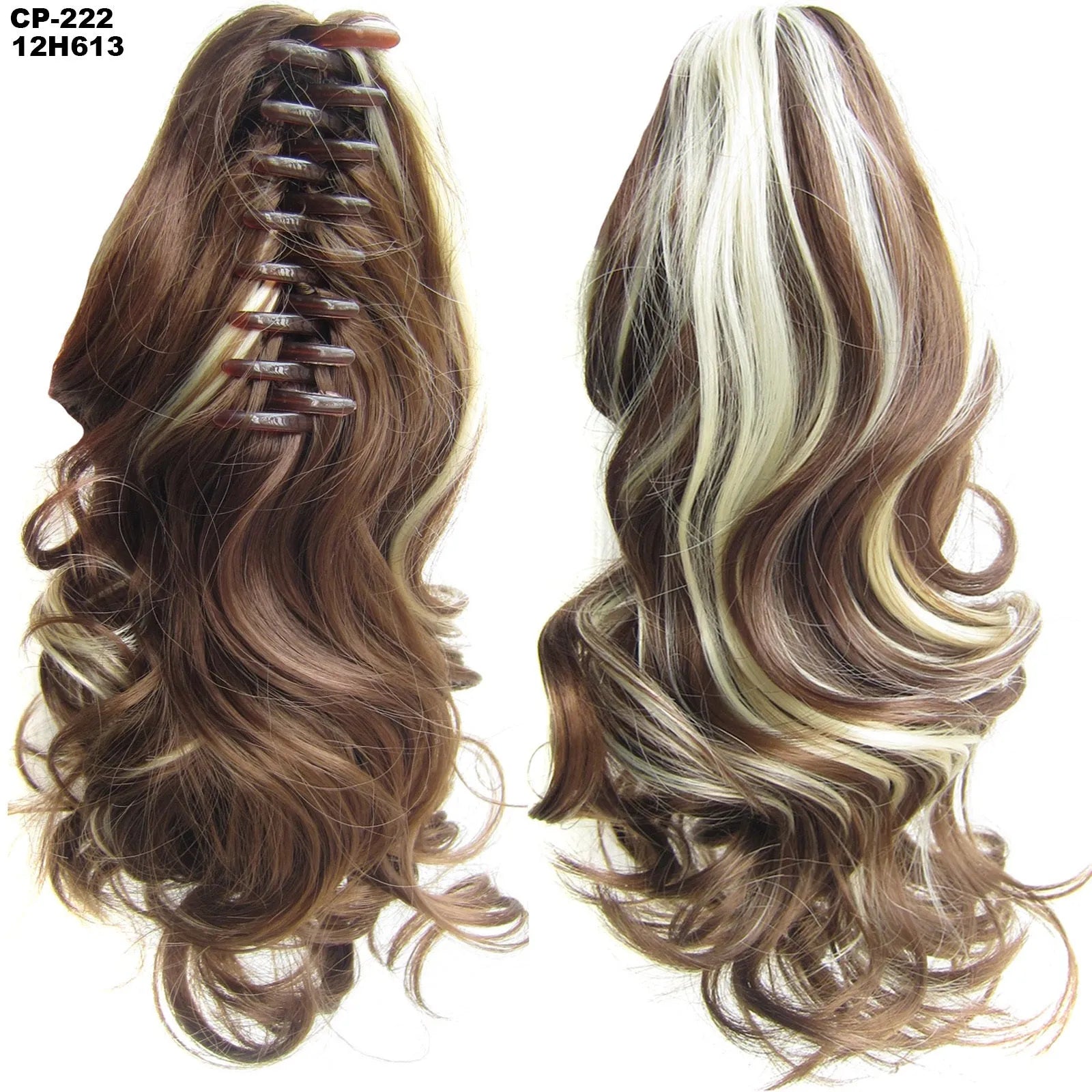 Long wave ponytail wrap around clip in hair extension 40cm chemical fiber natural wave grey hairpiece