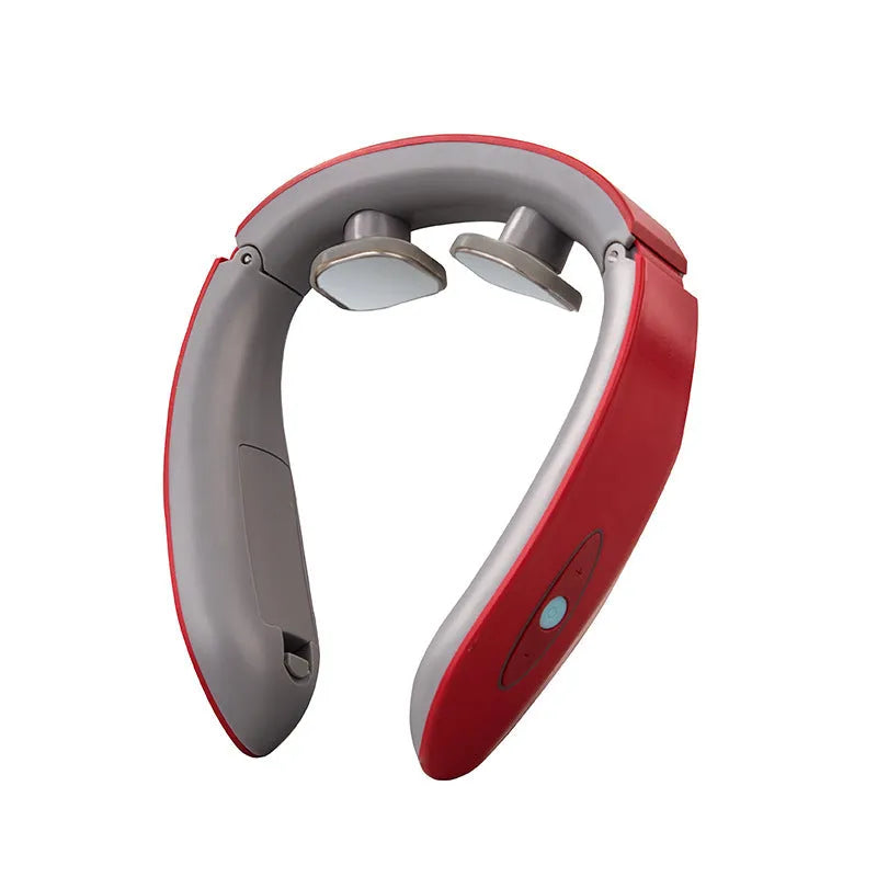 Smart shoulder and neck massager with PC housing and silica gel contact pads, polymer battery powered
