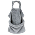 Grey pet out cat carrying bag with sleeping chest apron on a neutral background
