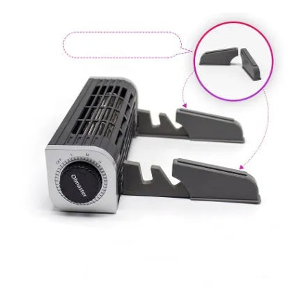Black laptop cooling pad with dual fans, adjustable tilt, and USB cable.