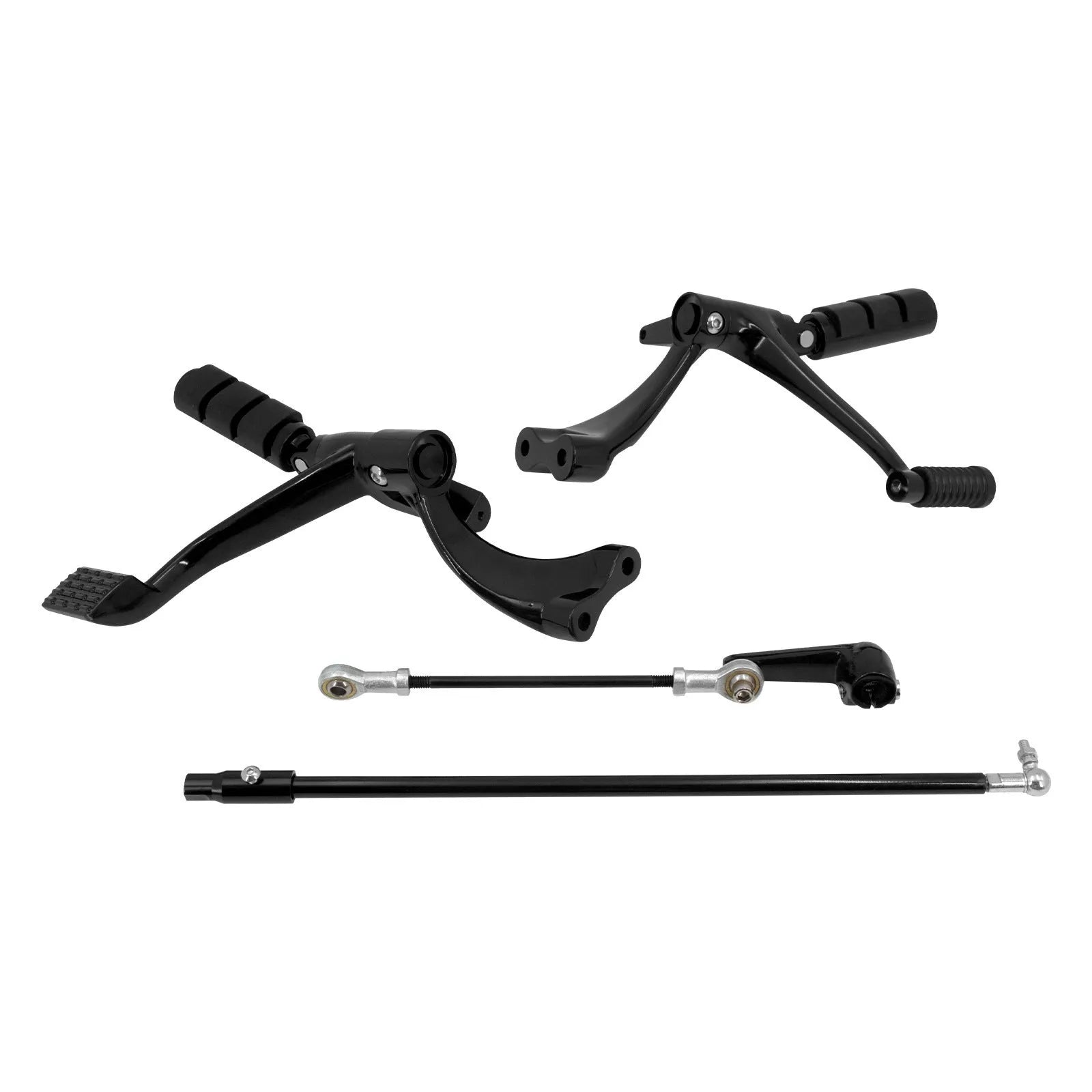 Front pedal assembly with stops bracket set for motorcycle replacement including locking claw rod and stop lever