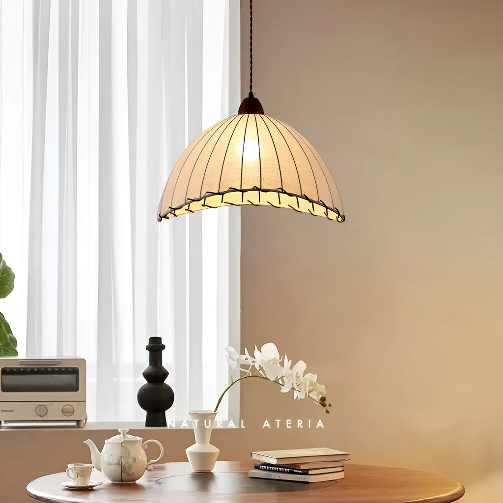 Retro fabric dining chandelier with iron frame, adjustable height 1.5m, three light colour options, for bedroom or clothing store