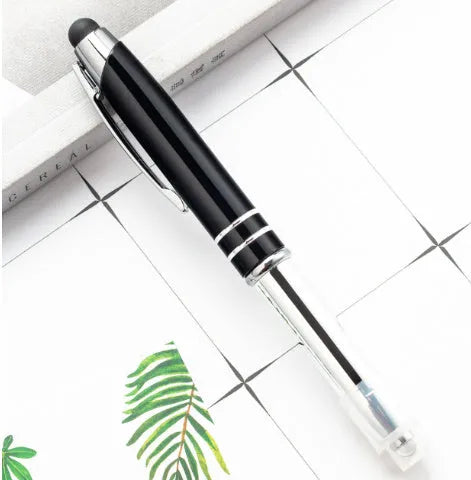Multifunctional metal capacitive stylus pen with LED light in five colour options