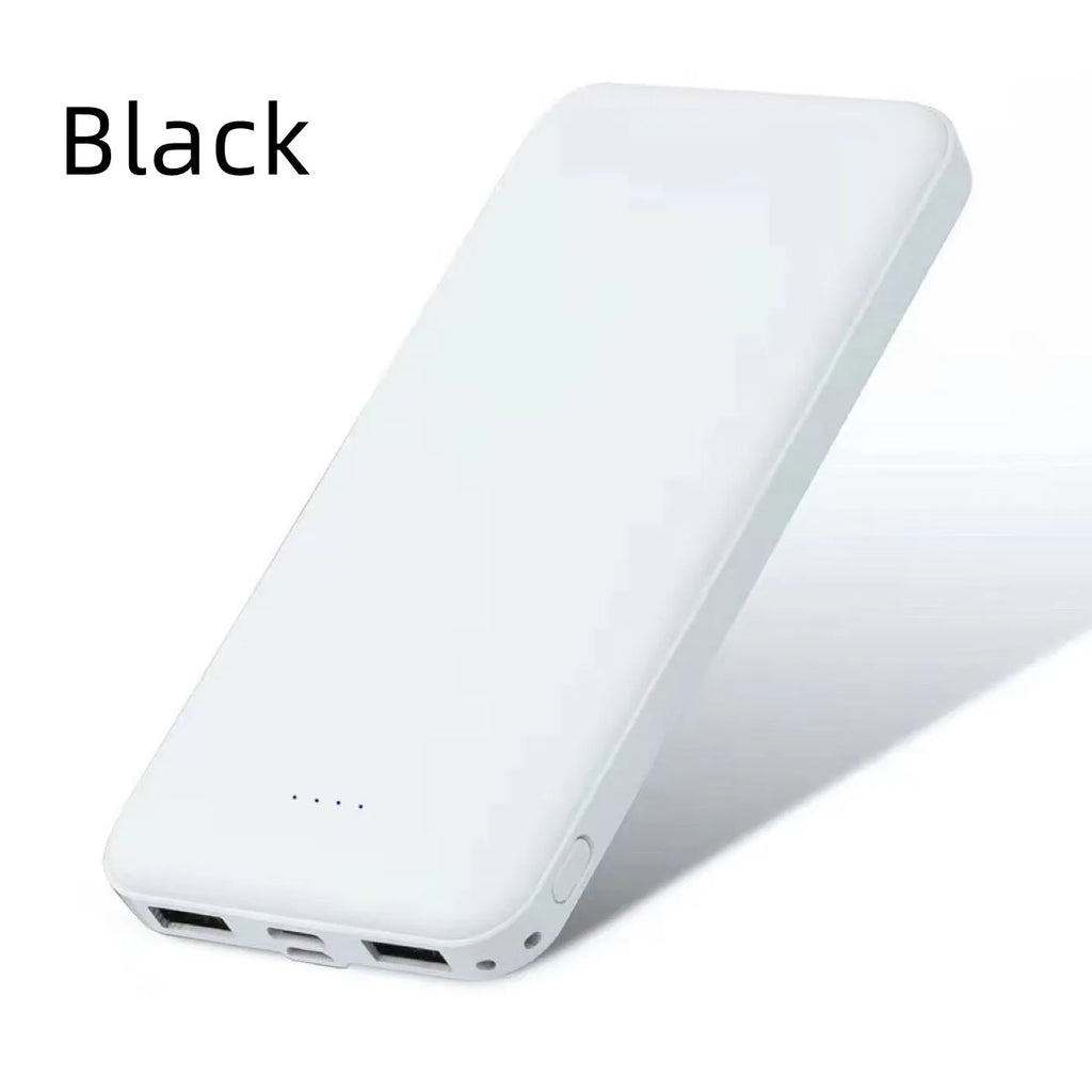 Ultra-thin white mini power bank 10000mAh with Type-C port and compact design