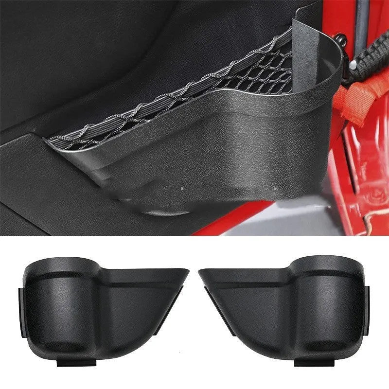 Black ABS plastic door storage box for Jeep Wrangler JK and JL interior door panel.