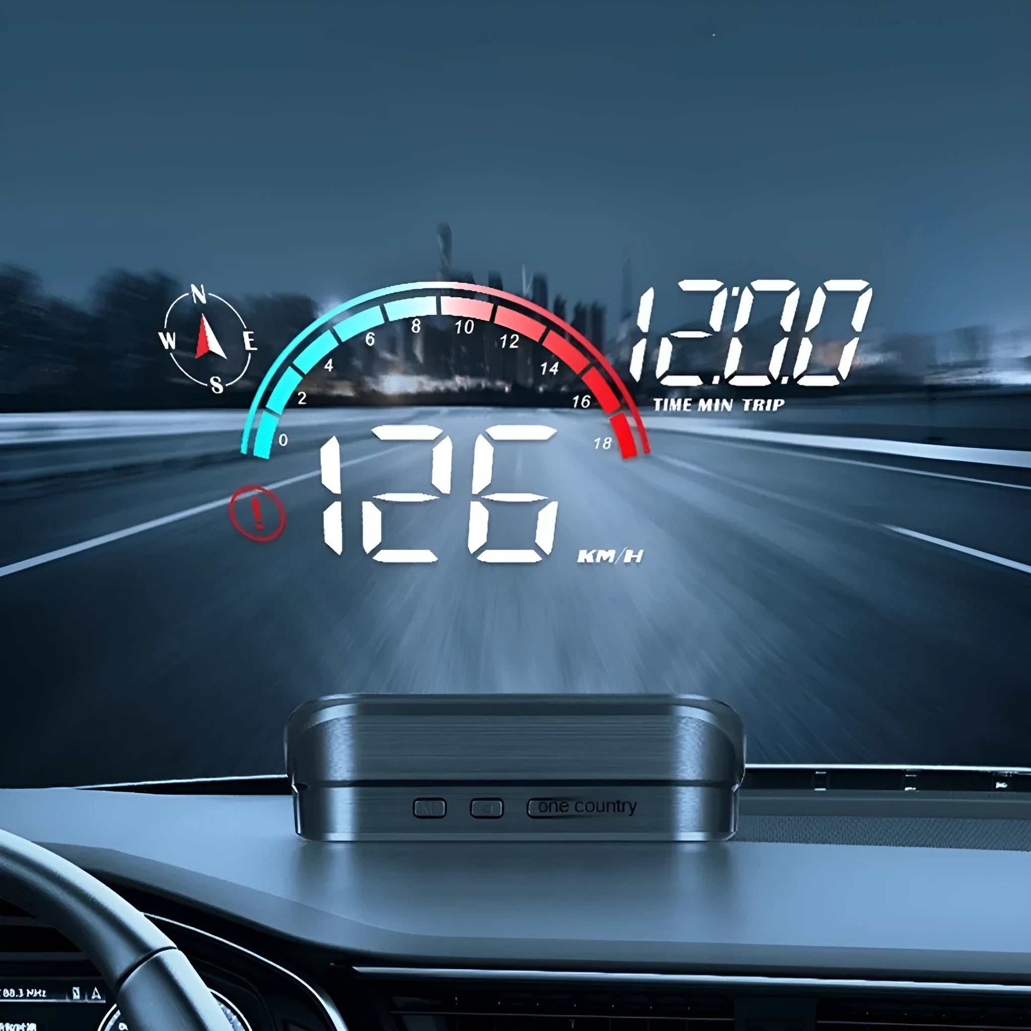 Black head-up display car projector for GPS speed and compass information with universal vehicle compatibility