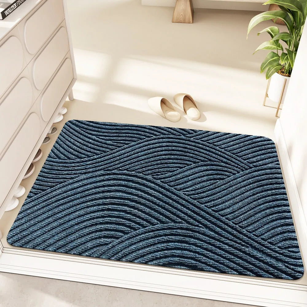 Green alien-shaped diatom oil entrance floor mat with cartoon anime pattern, measuring 60 by 90 cm.