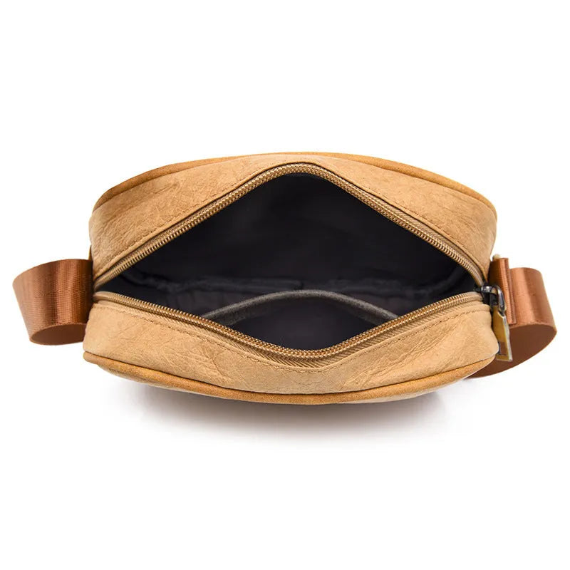 Men's retro-style crossbody bag made from paper material in a choice of colours.