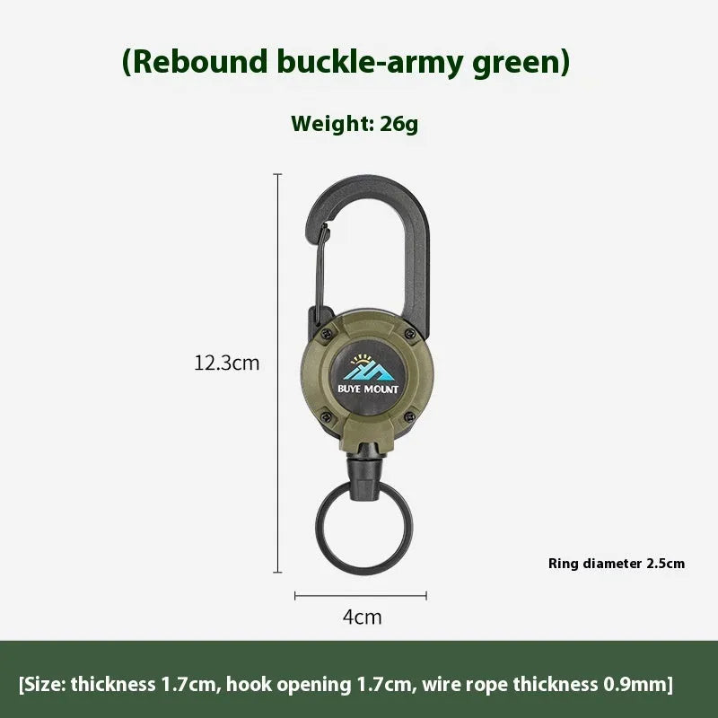 Outdoor camping tactical retractable buckle in plastic, available in four colours, 12.3cm size