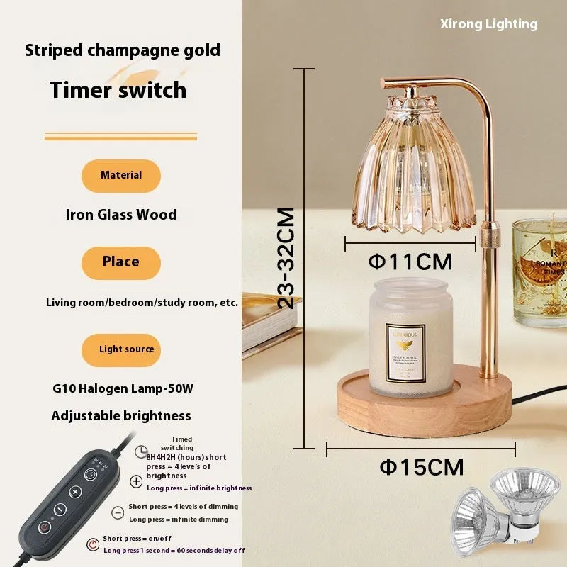 Linglan fragrance lamp French retro style striped champagne gold fire-free table lamp with dimming function