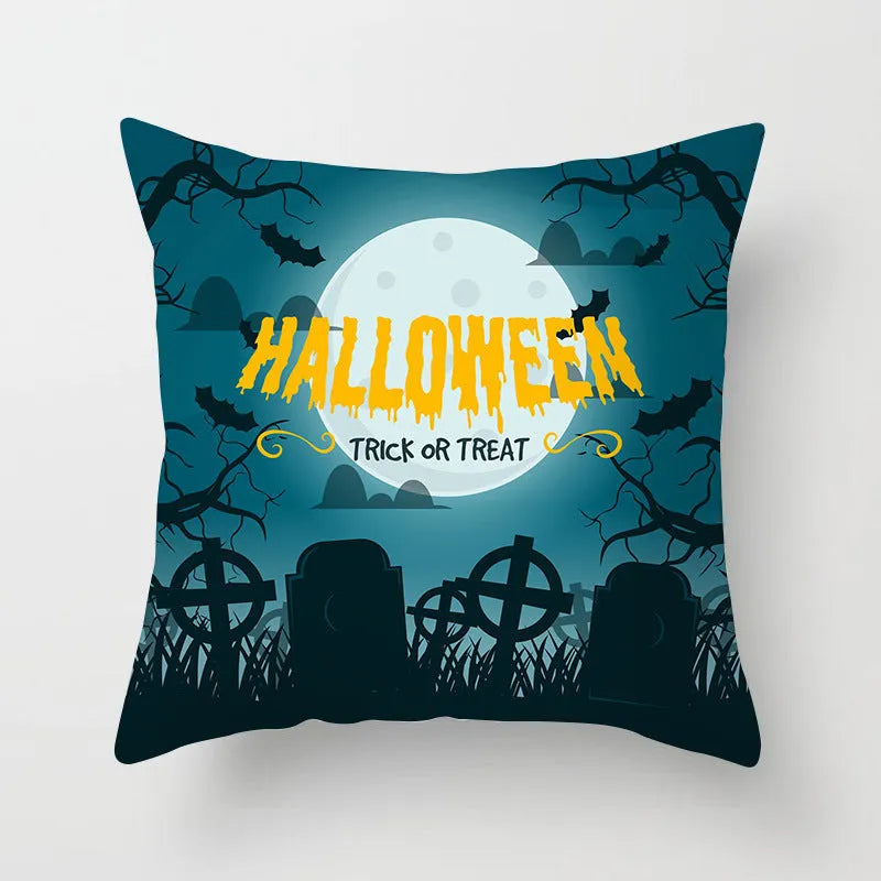Halloween pillowcase 45x45cm in peach skin fabric with modern simple square design for living room cushion