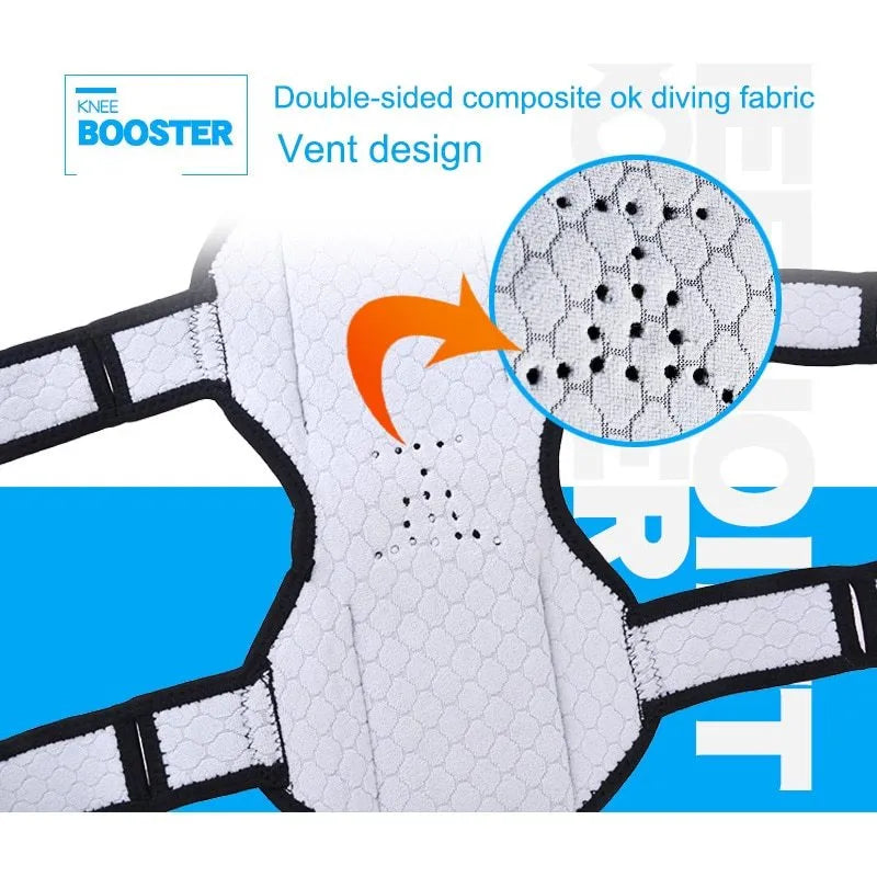 Adjustable knee brace patella support booster with spring mechanism and breathable fabric