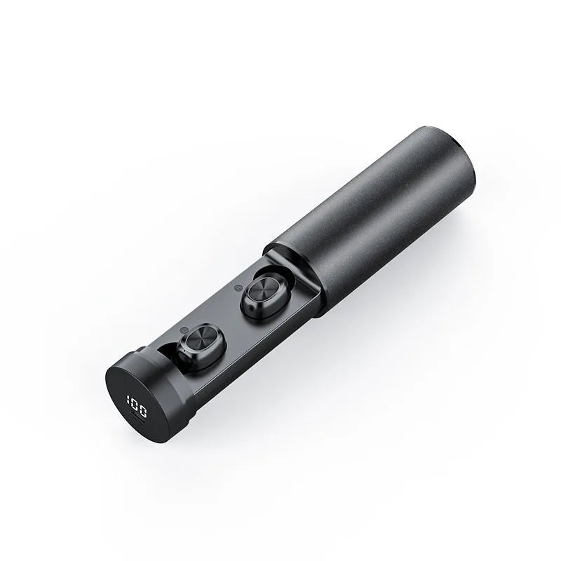 Bluetooth 5.0 wireless sport earbuds with graphene film speaker and silicone earmuffs in black