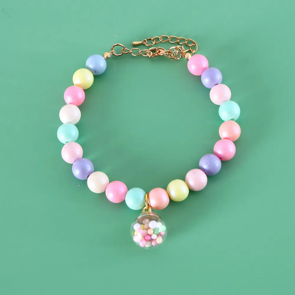Macaron-colour resin pet collar and headdress set with matching bracelet and necklace accessories
