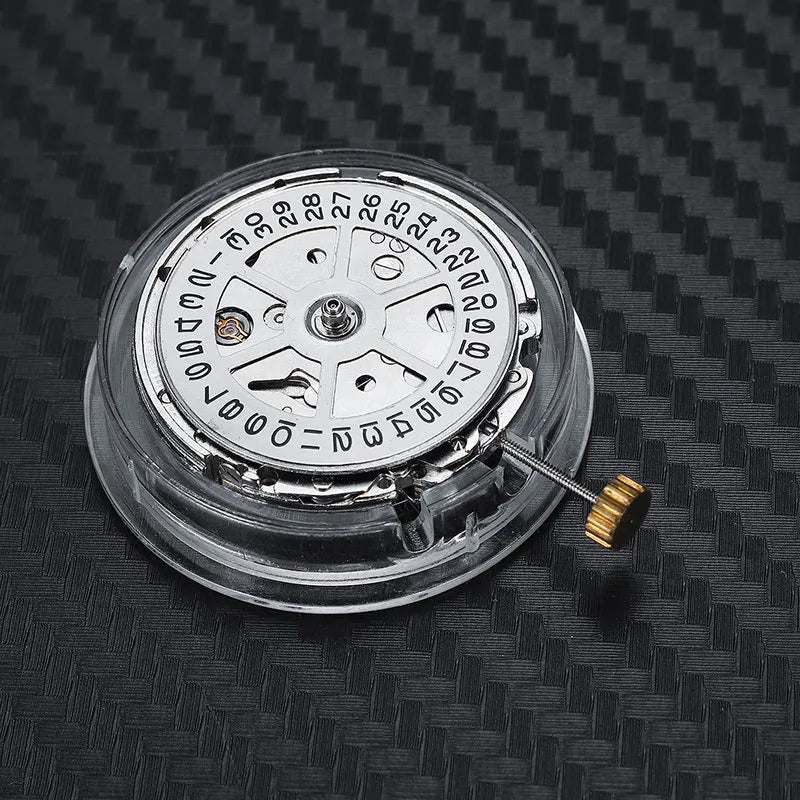 8215 automatic movement replacement with silver stainless steel construction showing 25mm diameter