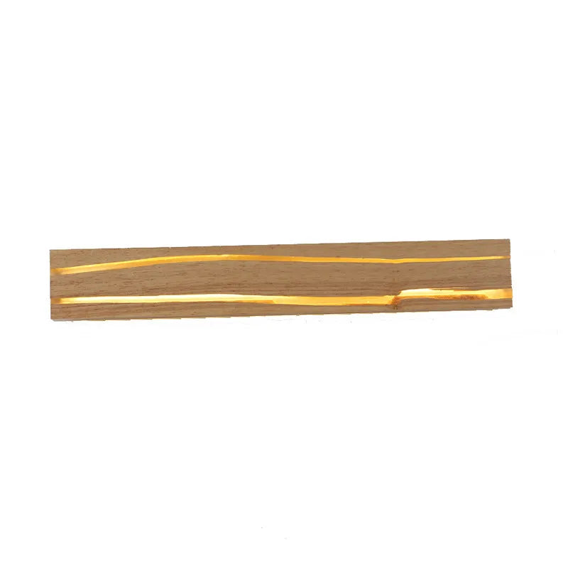Solid wood LED wall light with rubber wood frame and acrylic diffuser in log colour