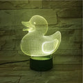 Little yellow duck 3D acrylic night light with colour-changing LED and remote control on table