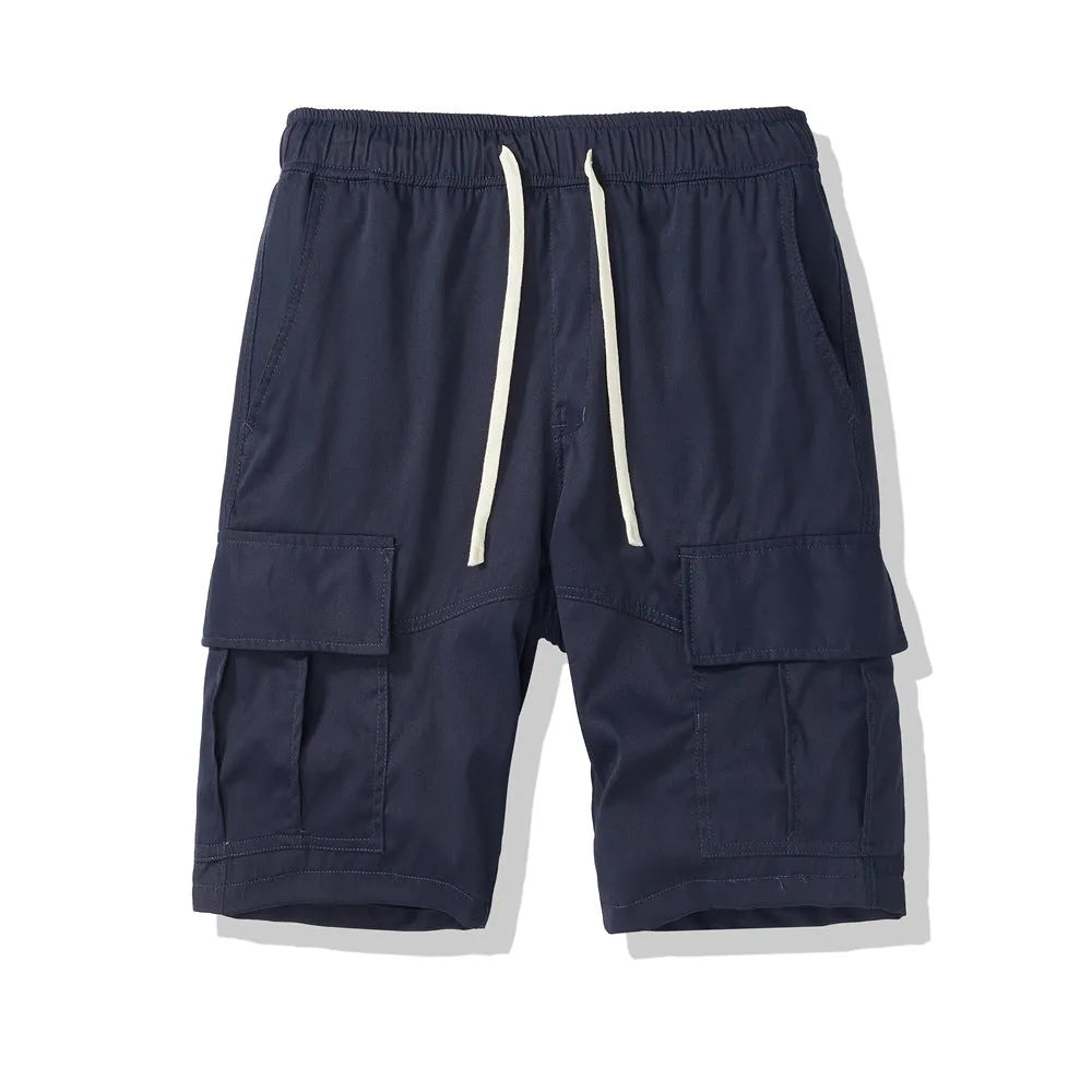Men's loose-fit cropped pants with multiple pockets in polyester for summer outdoor wear