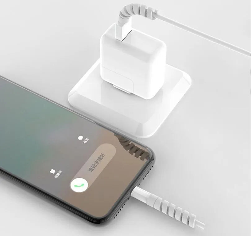 Plastic charging cable protector in black, 3.5cm length, for USB cable strain relief
