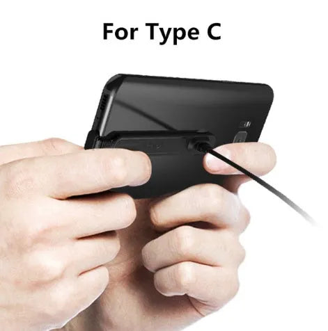 Compatible gaming phone cable with 90-degree L-shaped bend and white suction cup attached to a phone.