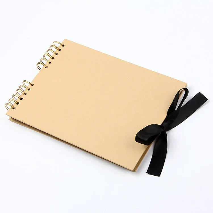 DIY handmade photo album with coil binding in yellow or black kraft paper cover