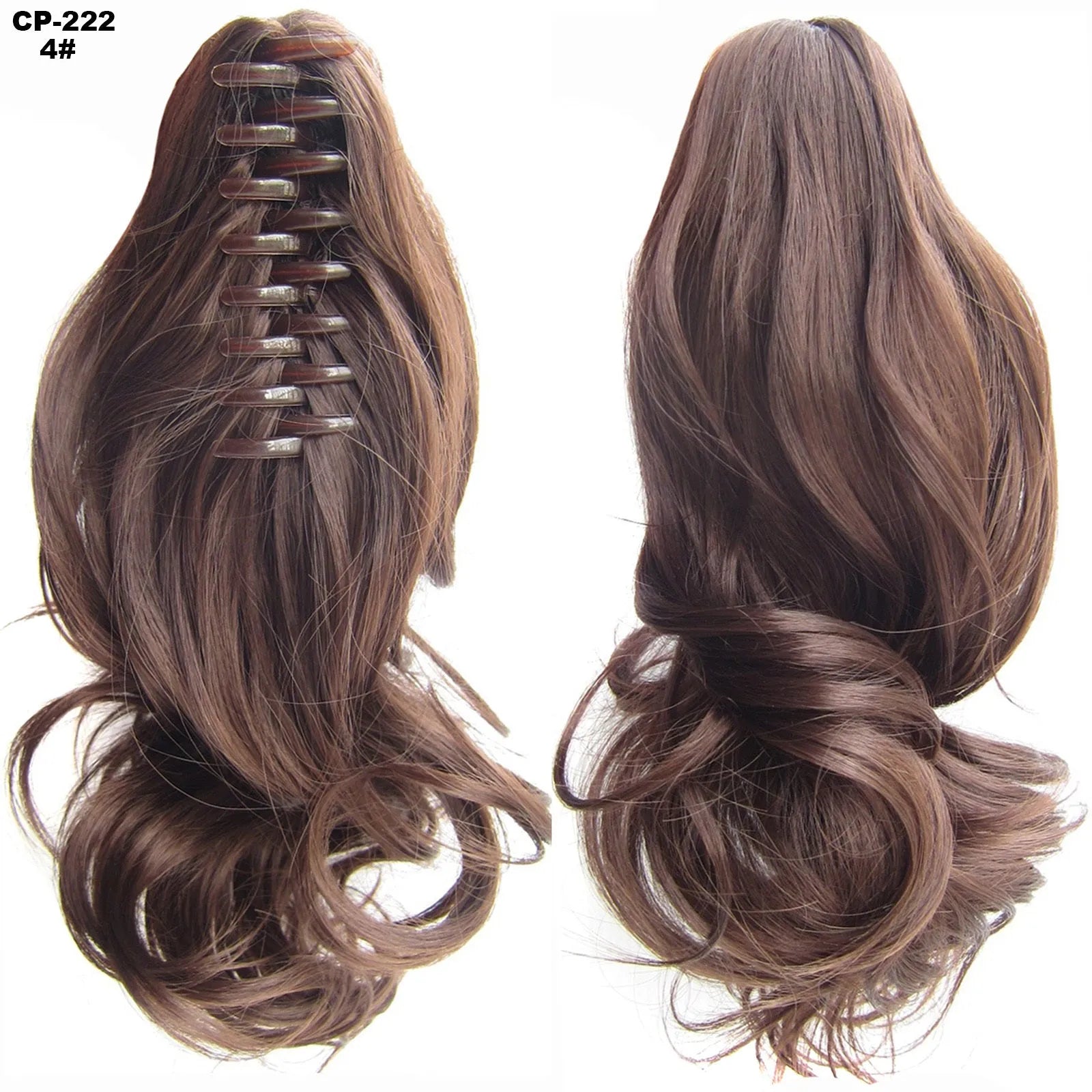Long wave ponytail wrap around clip in hair extension 40cm chemical fiber natural wave grey hairpiece