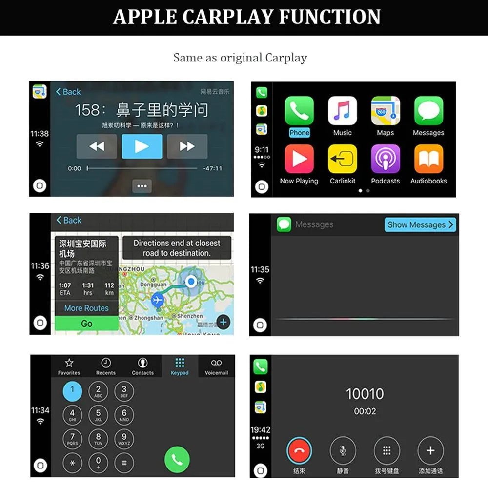 Black wireless CarPlay USB dongle for Android car stereos with Bluetooth connection