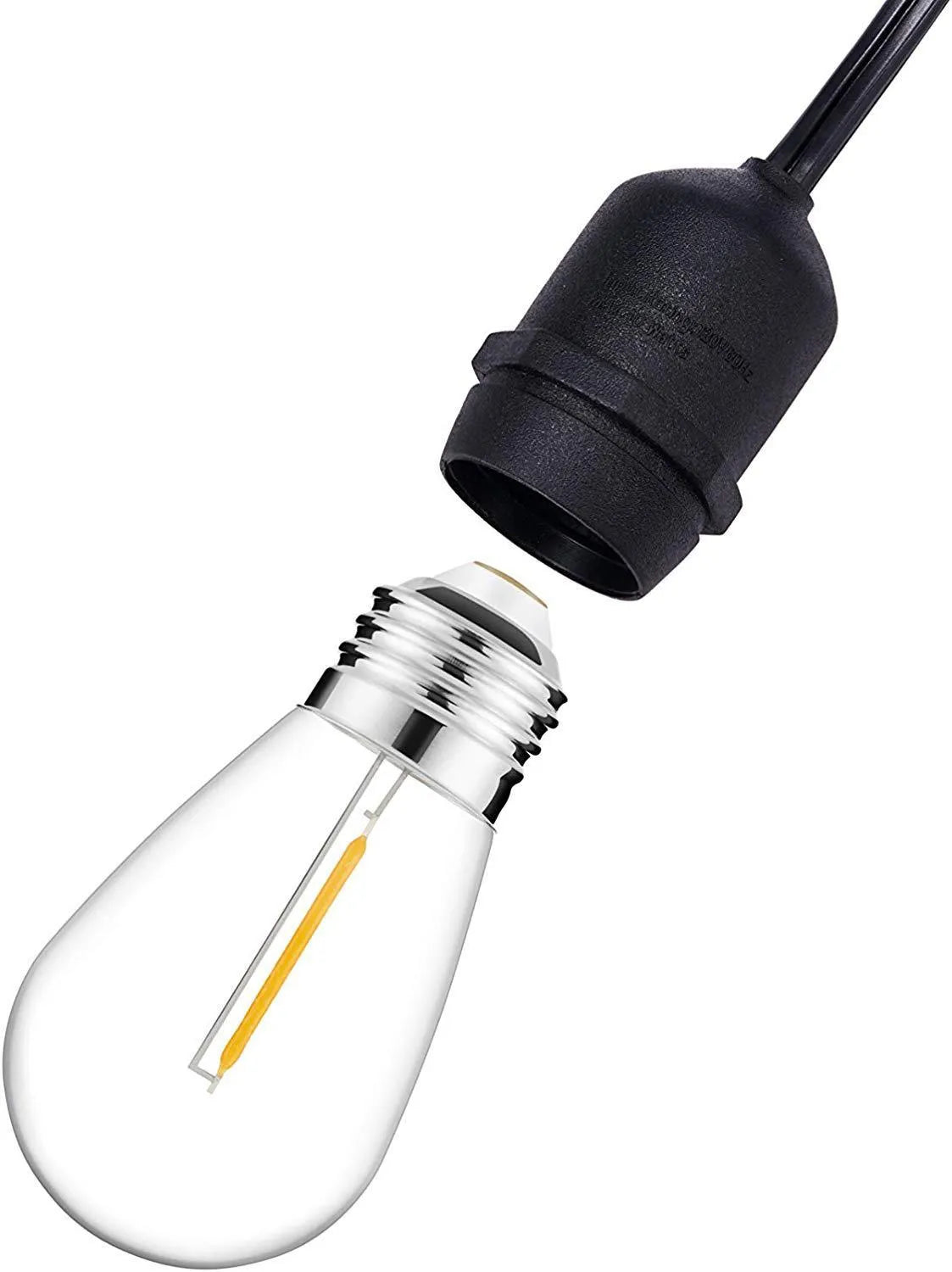 Waterproof solar LED string lights with PVC shell for outdoor garden and patio use