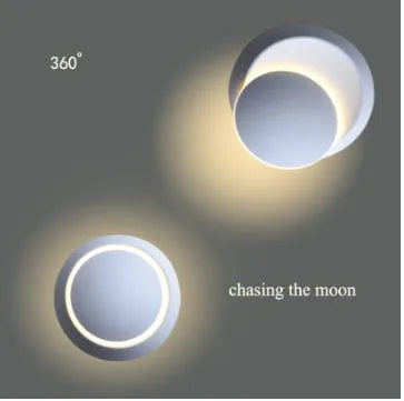 Moon bedside lamp with iron shade in white colour, 14x7cm, button switch, LED light source