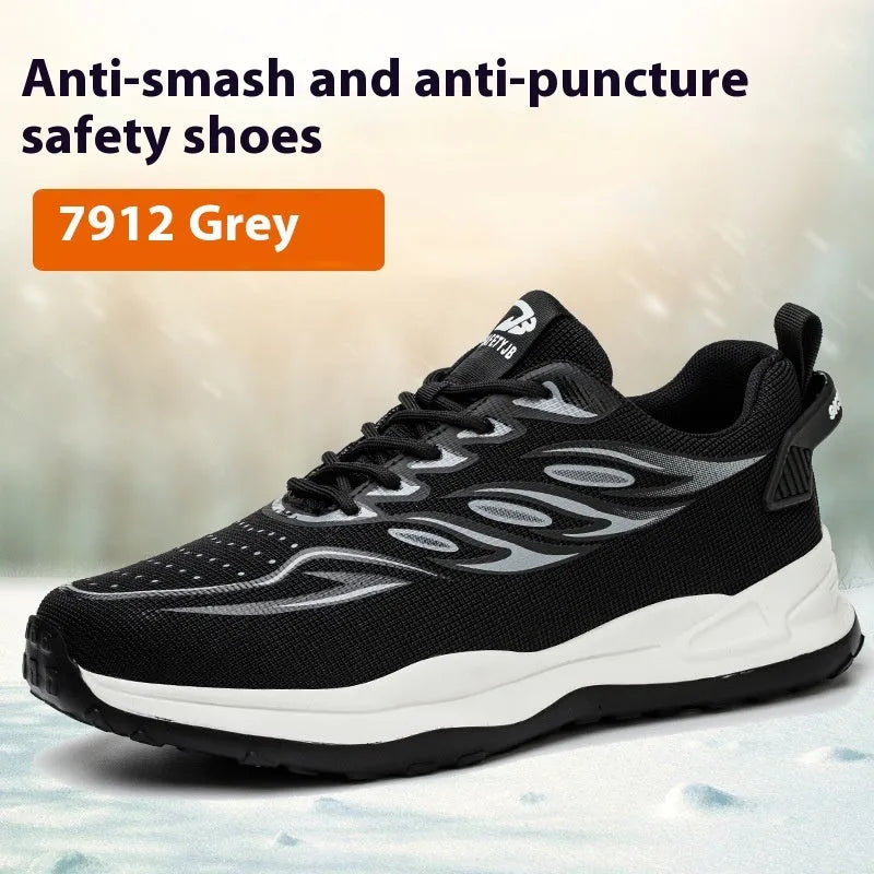 Orange leather labour protection safety shoes with a rubber sole on a work site background