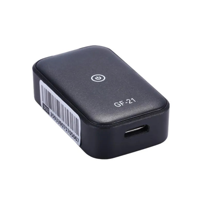 Black GPS child tracker with SOS and remote monitoring, size 2.6x1.3x4.3cm, plastic construction