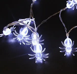 Halloween LED string lights with pumpkin ghost bat spider pendants on 1.2 metre battery-powered string