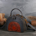 Vintage suede cowhide handbag with multi-functional interior compartments, 21cm length, in Bean Shahong colour
