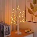 60cm tall mushroom tree lamp with birch design and 24 detachable flowers, warm LED lighting