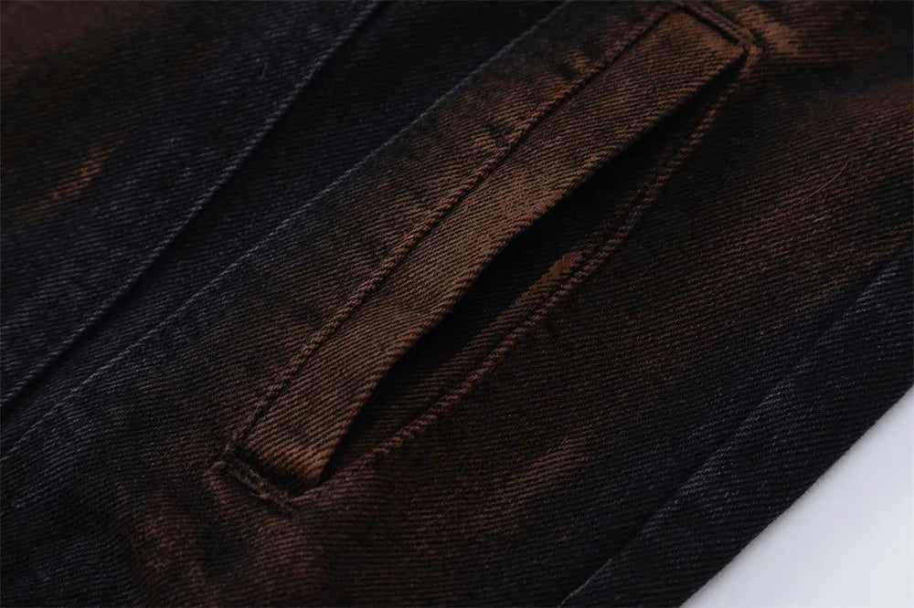 Men's black cotton denim jacket, street style, available in sizes M L XL