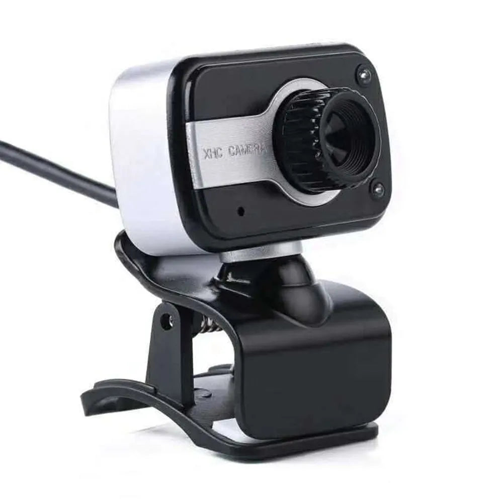 Mini driverless USB webcam with rotating lens in blue, red, or white colours.