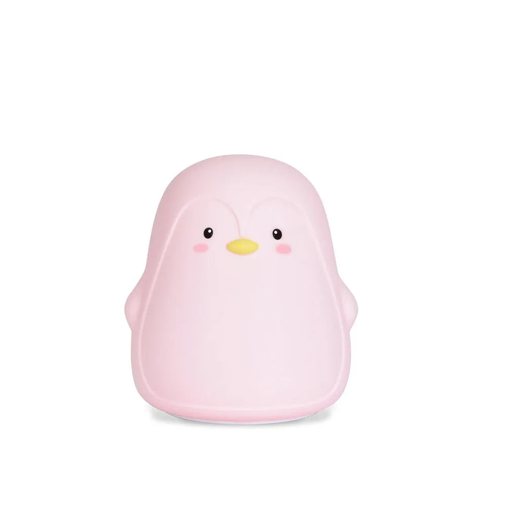 White penguin-shaped night light with USB rechargeable battery and soft LED illumination