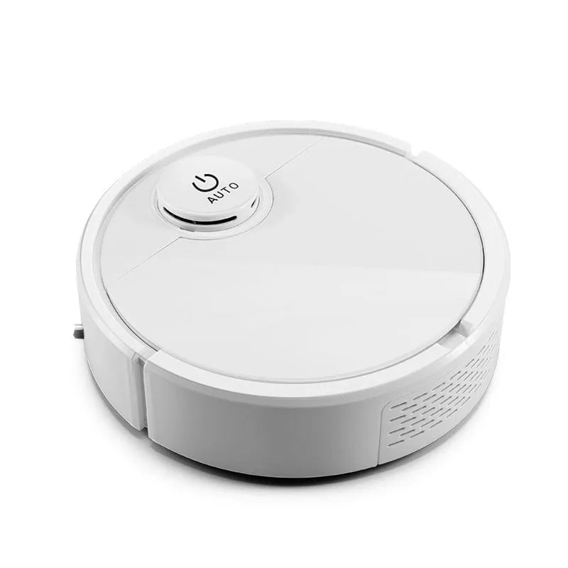Automatic sweeping robot with circular ABS plastic housing and control button