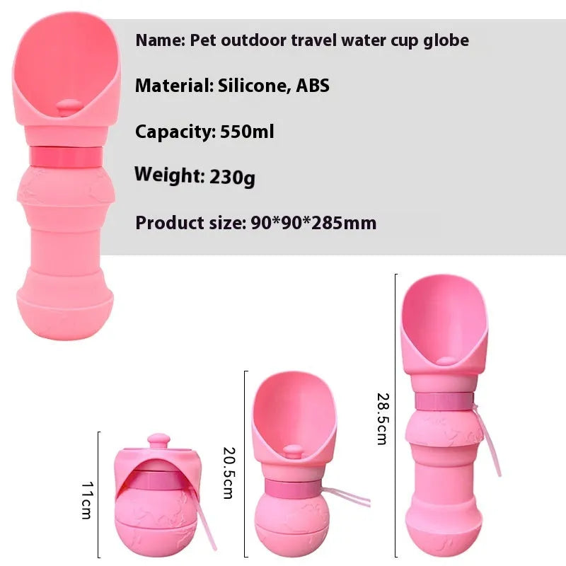 Portable silicone folding pet cup in 550ml size, collapsed for storage
