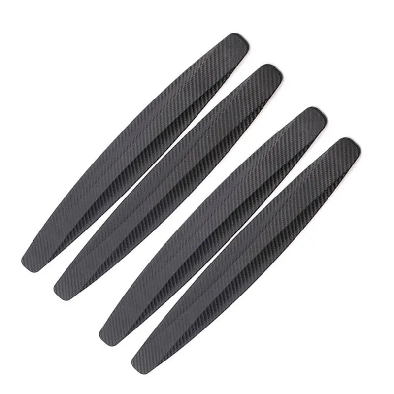 Black carbon fibre car door bumper sticker anti-collision strip 140x25mm four-pack