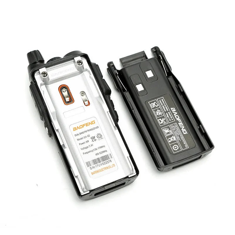BF-UV82 8W walkie talkie black with antenna and display front view