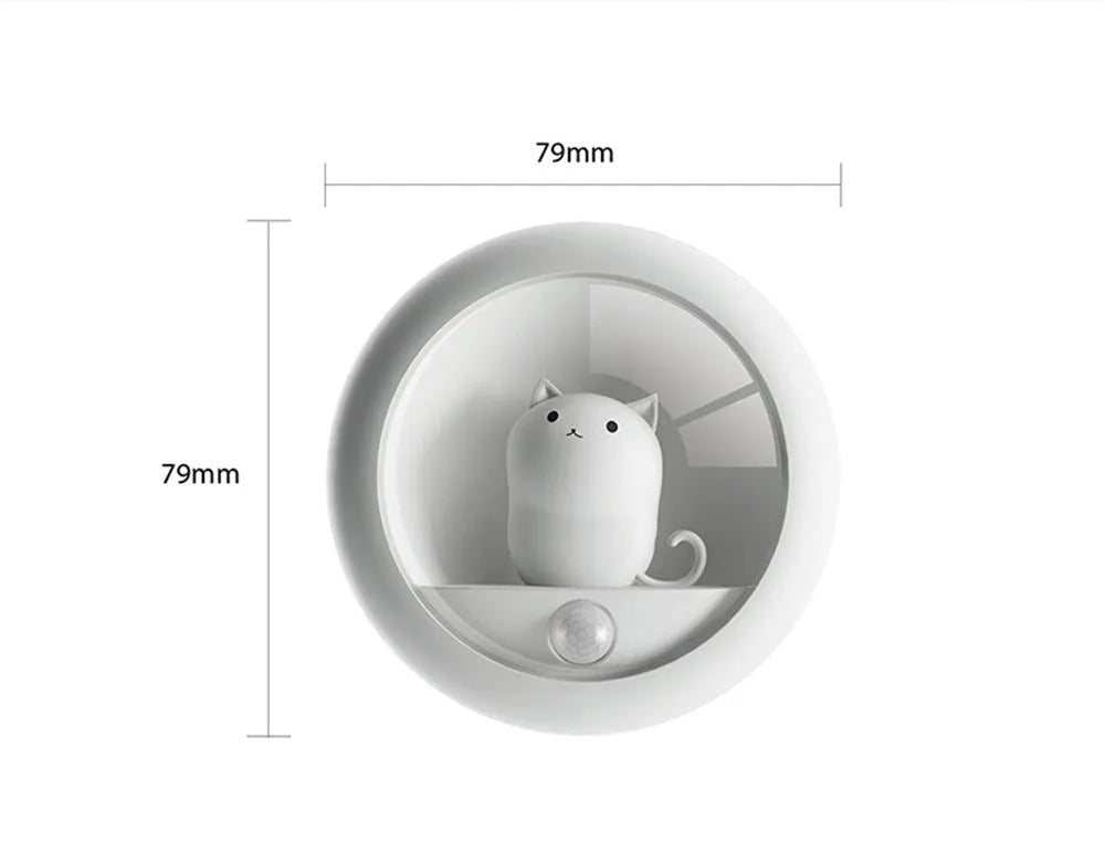 Creative cute cat night light with dual sensor and USB charging in pink option