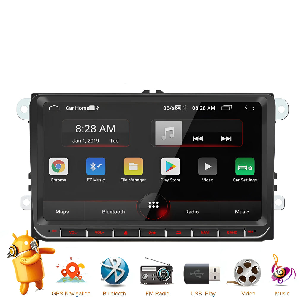 Black plastic MP5 Android GPS navigation player with 7 inch TFT screen for Volkswagen and GM vehicles