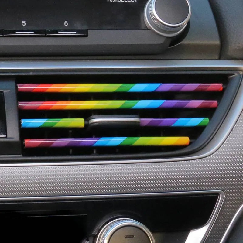 Automobile air outlet decorative strip set of 10 PVC pieces 20cm length car vent trim in multiple colours