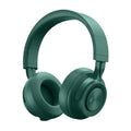 Red wireless Bluetooth sports headset with over-ear design on a grey background
